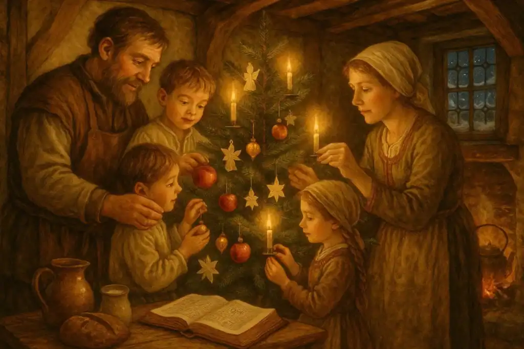 Image titled 16th century german family decorating christmas tree 8sgy6 at TriviaWhizz.com