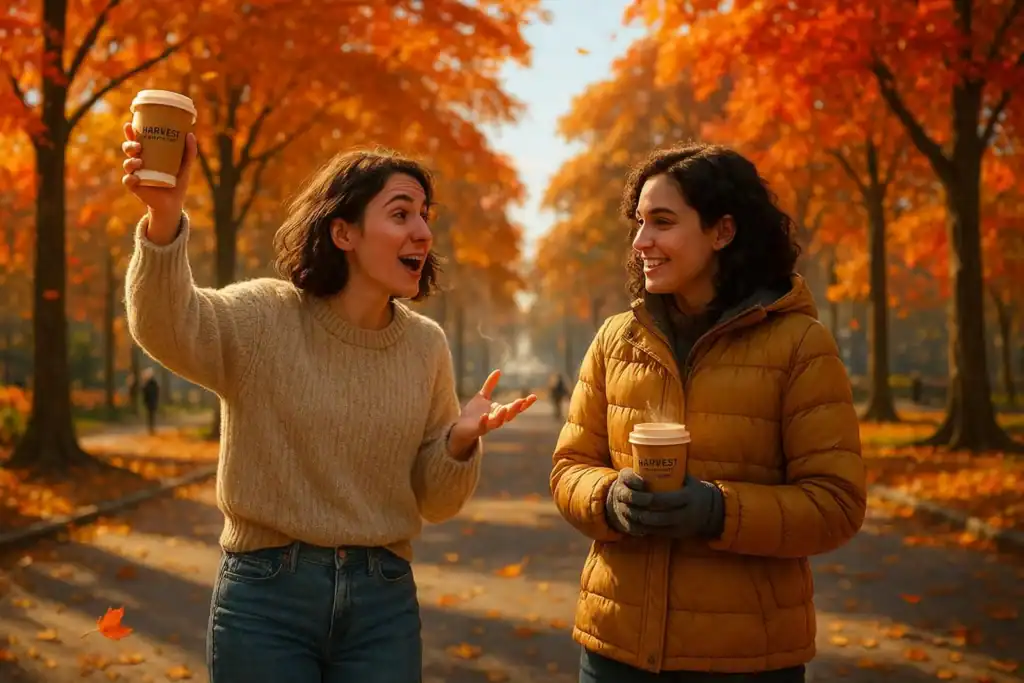 Image titled autumn city park friends walking 8k99u at TriviaWhizz.com