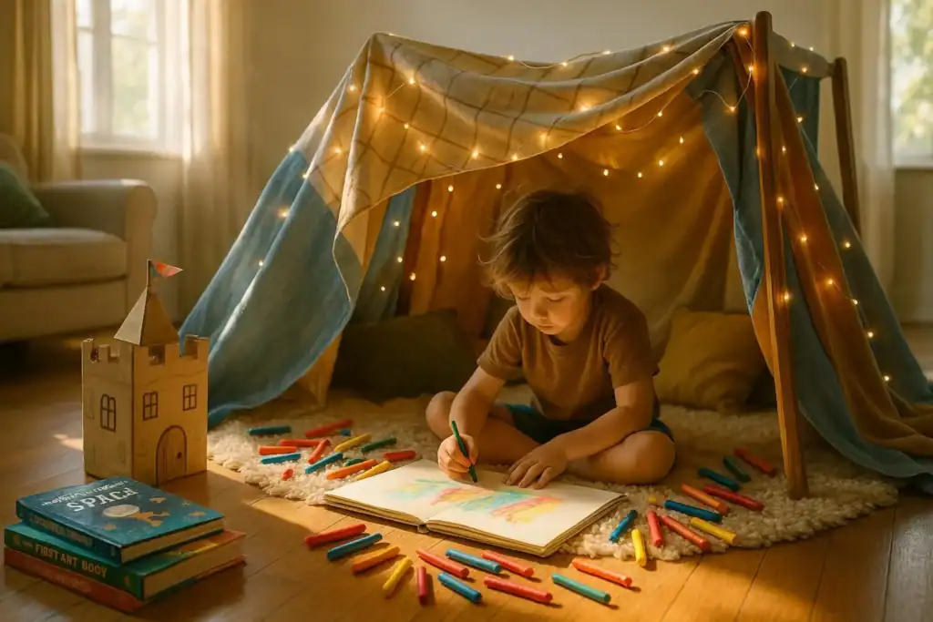 Image titled childs cozy blanket fort in living room lb5rx at TriviaWhizz.com