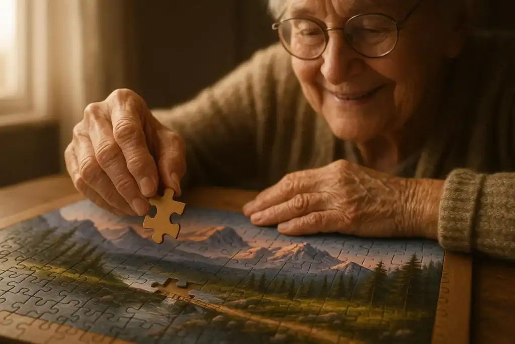 Image titled elderly hands placing puzzle piece o3jrk at TriviaWhizz.com