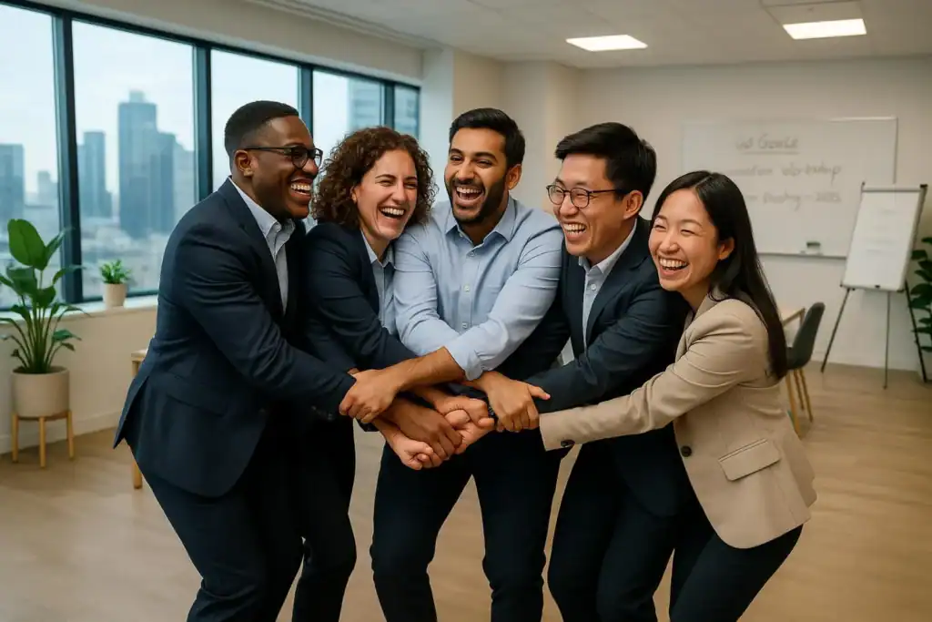 Image titled office team building human knot plygy at TriviaWhizz.com