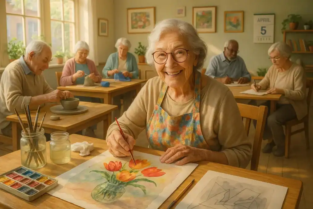 Image titled senior art workshop flowers watercolor r98hb at TriviaWhizz.com