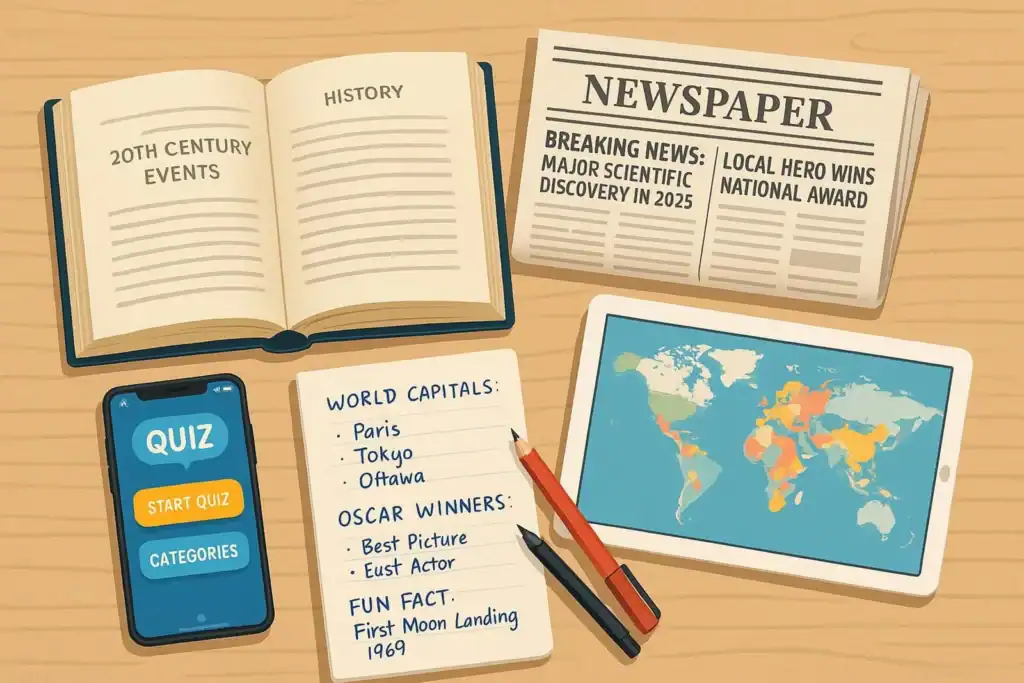Image titled trivia preparation flat lay qleq1 at TriviaWhizz.com